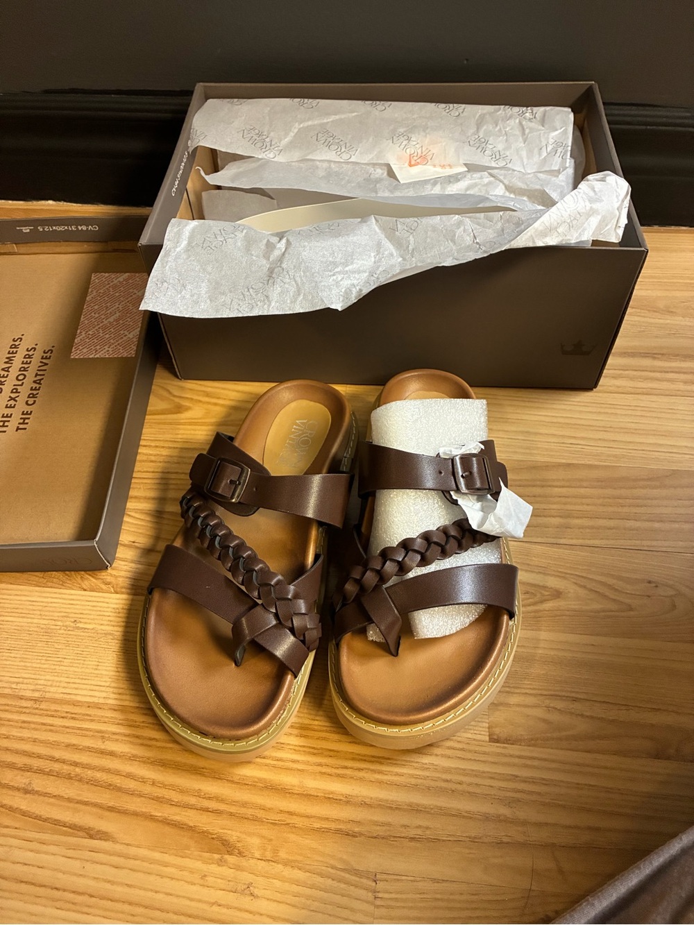 Braided Leather Slide Sandals